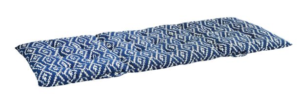 Matelas/coussin imprimé bleu indigo/blanc