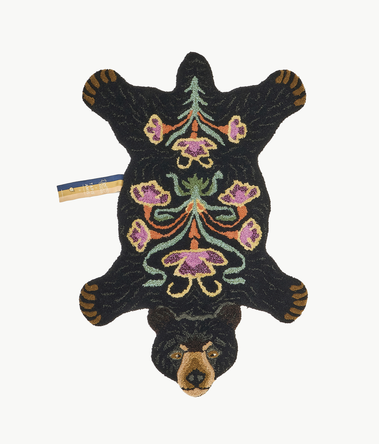 Blooming black bear rug small