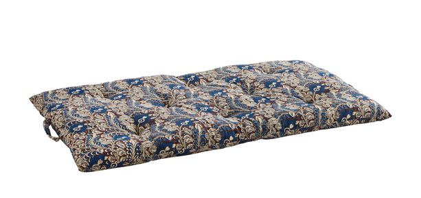 Matelas/coussin imprimé fleuri bleu brun 